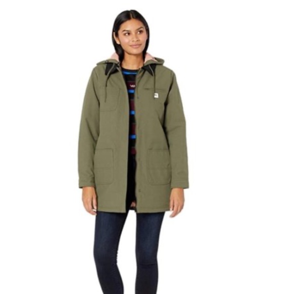 VANS Women’s Drill Chore Long Coat Corduroy Collar Hooded Jacket Size S MTE - Picture 1 of 16